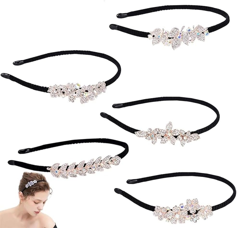 5 Styles Crystal Hair Band for Women Headbands, Fashion Hairband Flower Leaf Jew