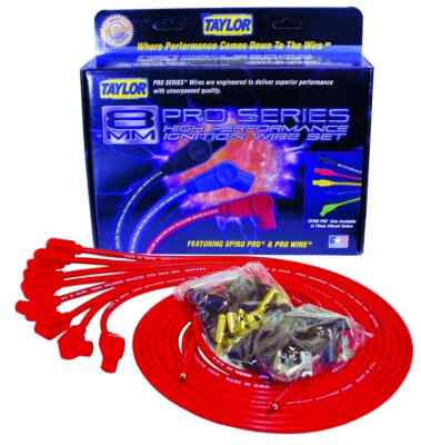 Taylor Cable 70251 Pro Series Red Spark Plug Wires 8mm  V8 Engines Cut to Fit