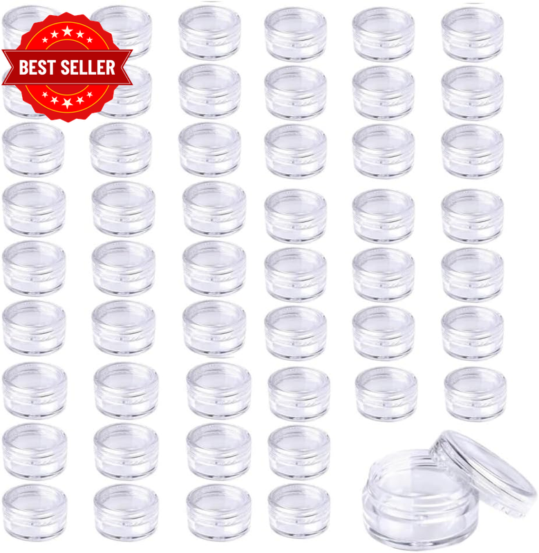 50 Pcs Sample Containers with Lids,2.5 Gram Clear Sample Jars,Empty Lip Balm Con