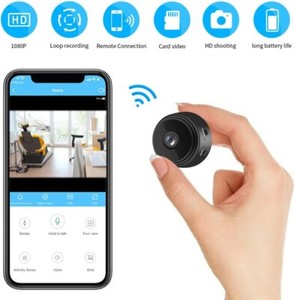 Compact wireless security camera with smartphone app control.