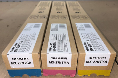 Set of Genuine Sharp MX27NTCA Cyan + MX27NTMA Magenta + MX27NTYA Yellow Toner