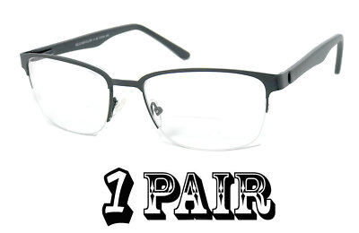 Metal Frame Semi Rimless Bifocal Reading Glasses Spring Hinges Temples