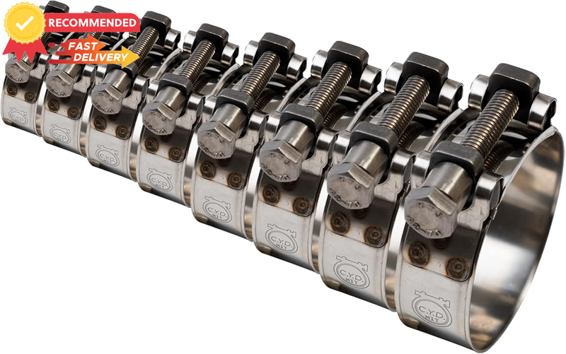 8-Pack Stainless Steel Hose Clamps, 304 T-Bolt Pipe Clamp Kit, 3/4"-1-11/16"