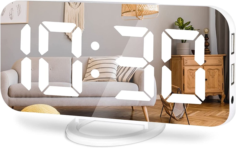 Large Led Mirror Display 2 Usb Charging Ports Auto Dim Mode