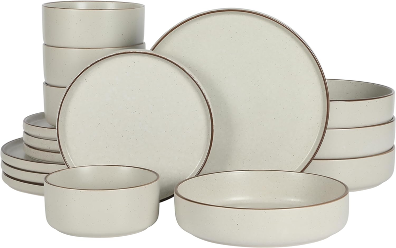 Gelston Stoneware Matte Reactive Glaze 16 Piece (Service for 4) Plates and Bowl Dinnerware Set - Cream