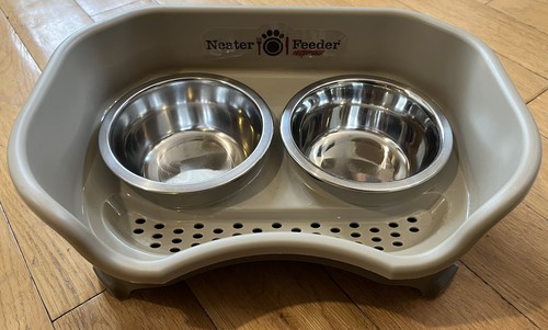 Neater Feeder Express for Small Dogs - Mess Proof Pet Feeder System - Tan Brown