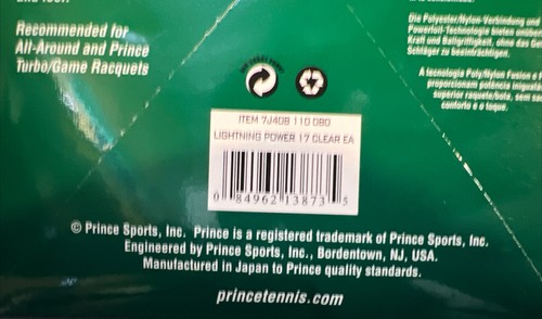 New Tennis Racket String PRINCE Lightning Power with POWERFOIL 17Gauge 40&rsquo;