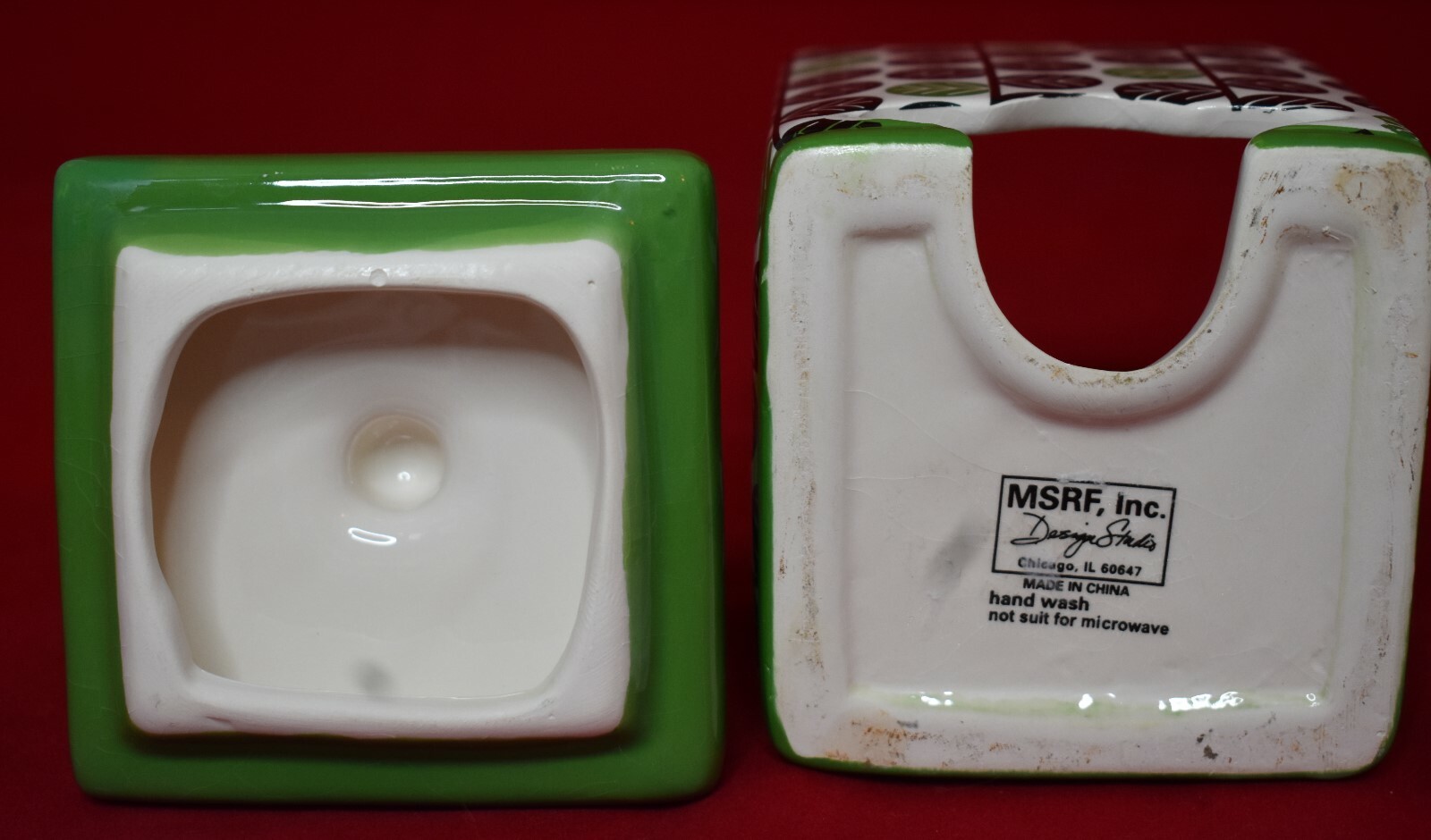 Teabag Holder Dispenser with Lid Green black & white MSRF Inc Design Studios