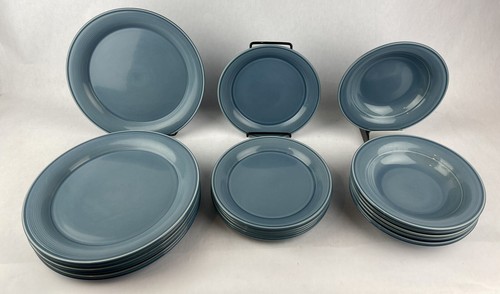 VTG Nancy Calhoun Light Blue Dinnerware 20 Pc 7 Plates, 6 Salad Plates, 7 Bowls