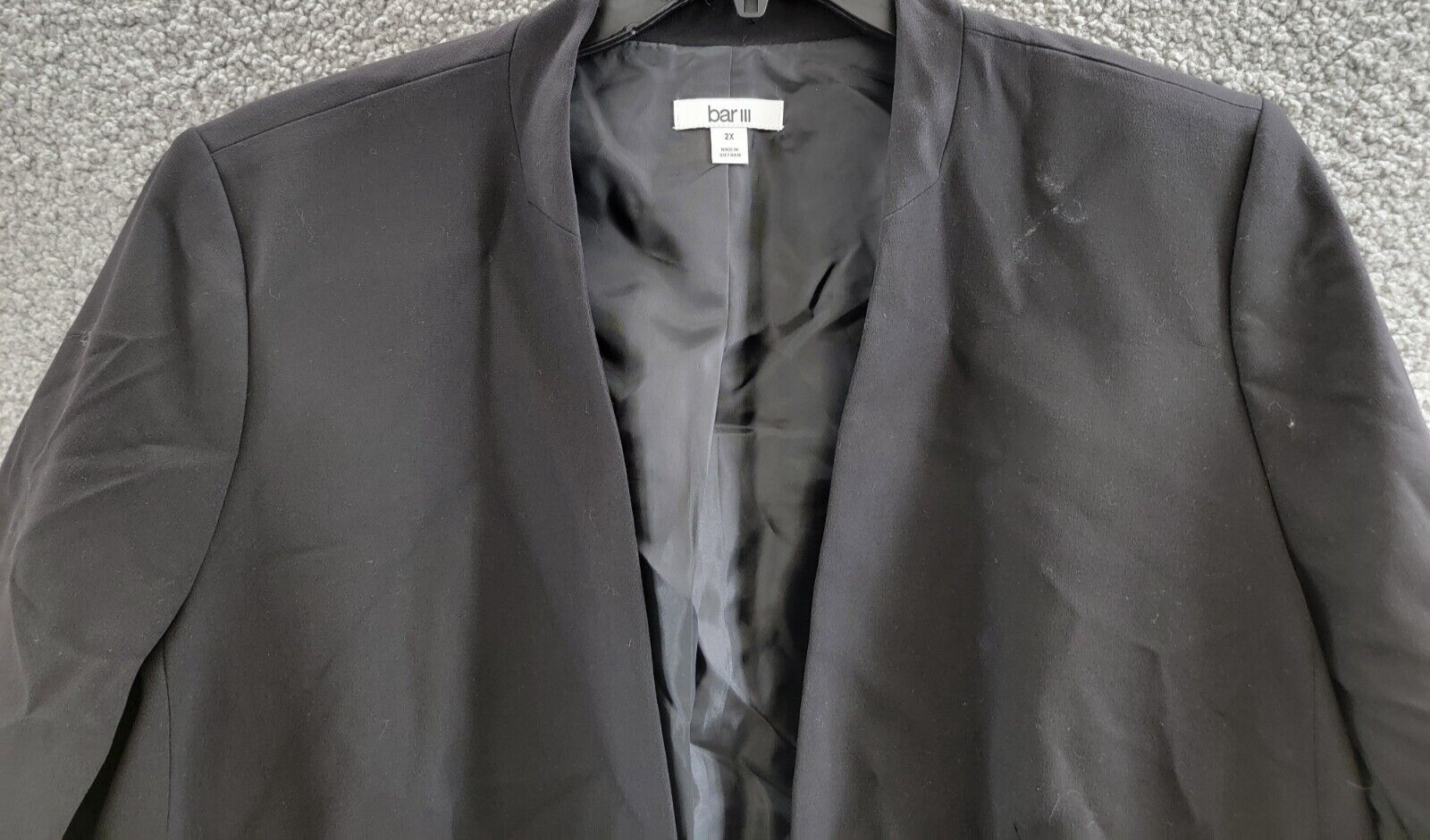Bar III Trendy Plus Size Open-Front Blazer Women's 2X Black Flap Pockets L/S - Picture 2 of 18