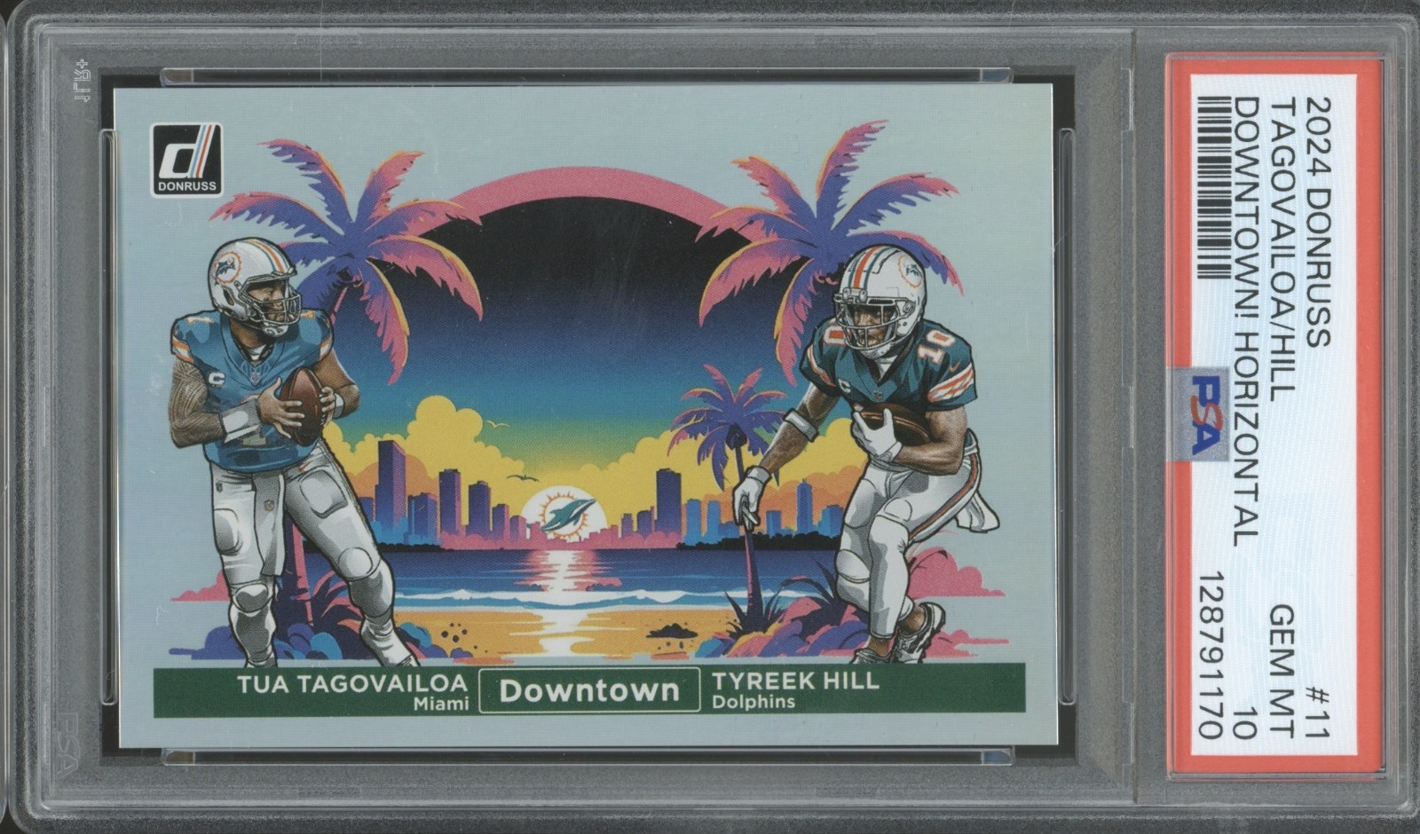 2024 Panini Donruss Downtown Tua Tagovailoa Tyreek Hill Case Hit Gem Mint PSA 10