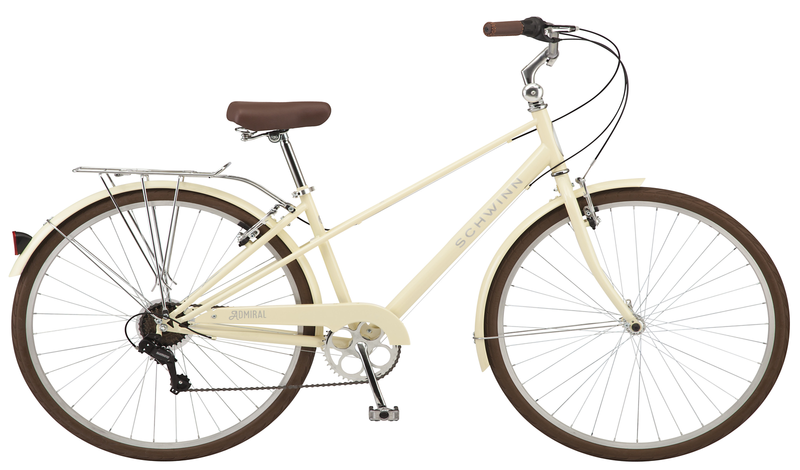 Womens Hybrid Bike Bicycle 700c Wheels 7-Speed Cream White Steel Frame