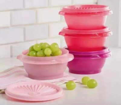 Tupperware Classic Servalier Bowls Shades of Pink 10oz Set of 4 