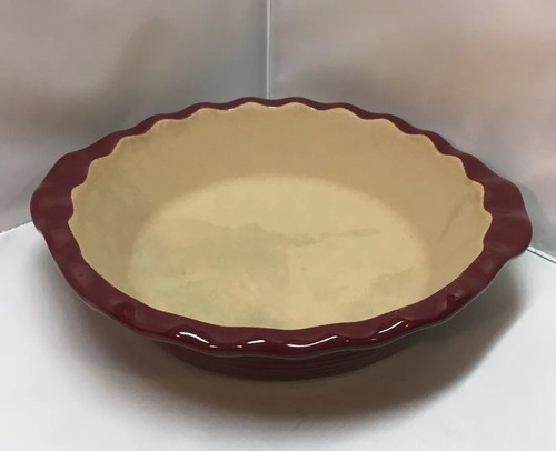 Pampered Chef Cranberry Stoneware Set - 1321 Deep Covered Baker & Pie Pan - EUC!