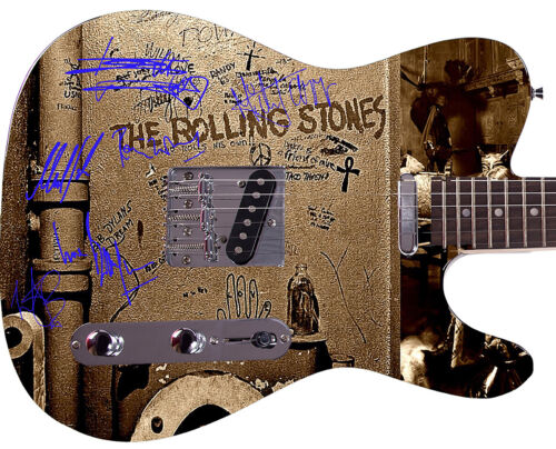 Rolling Stones Autographed Beggars Banquet Photo Guitar