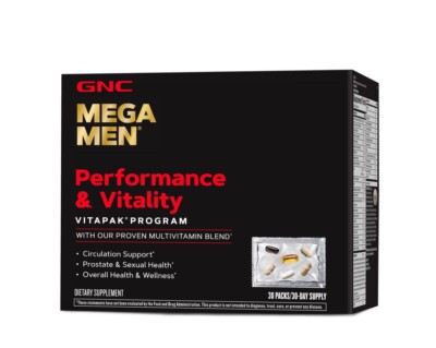 GNC Mega Men Performance Vitality Vitamins Vitapak, 30 Packs Daily