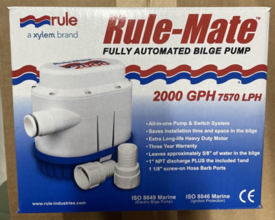 2 pack Rule Rule-Mate  2000 GPH Fully Automated Bilge Pump - 12V RM2000A (2 Pack