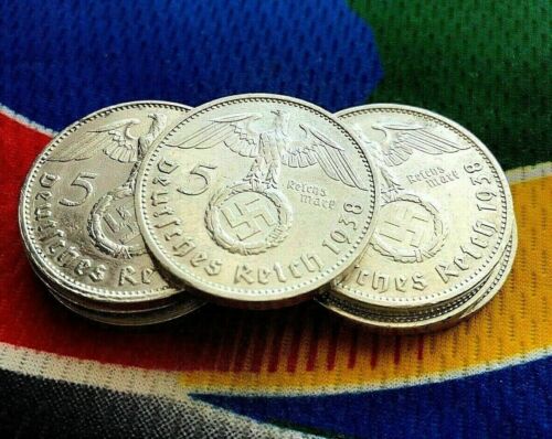 1938 A WW2  5 Mark German Silver Coin (1) Third Reich  Reichsmark