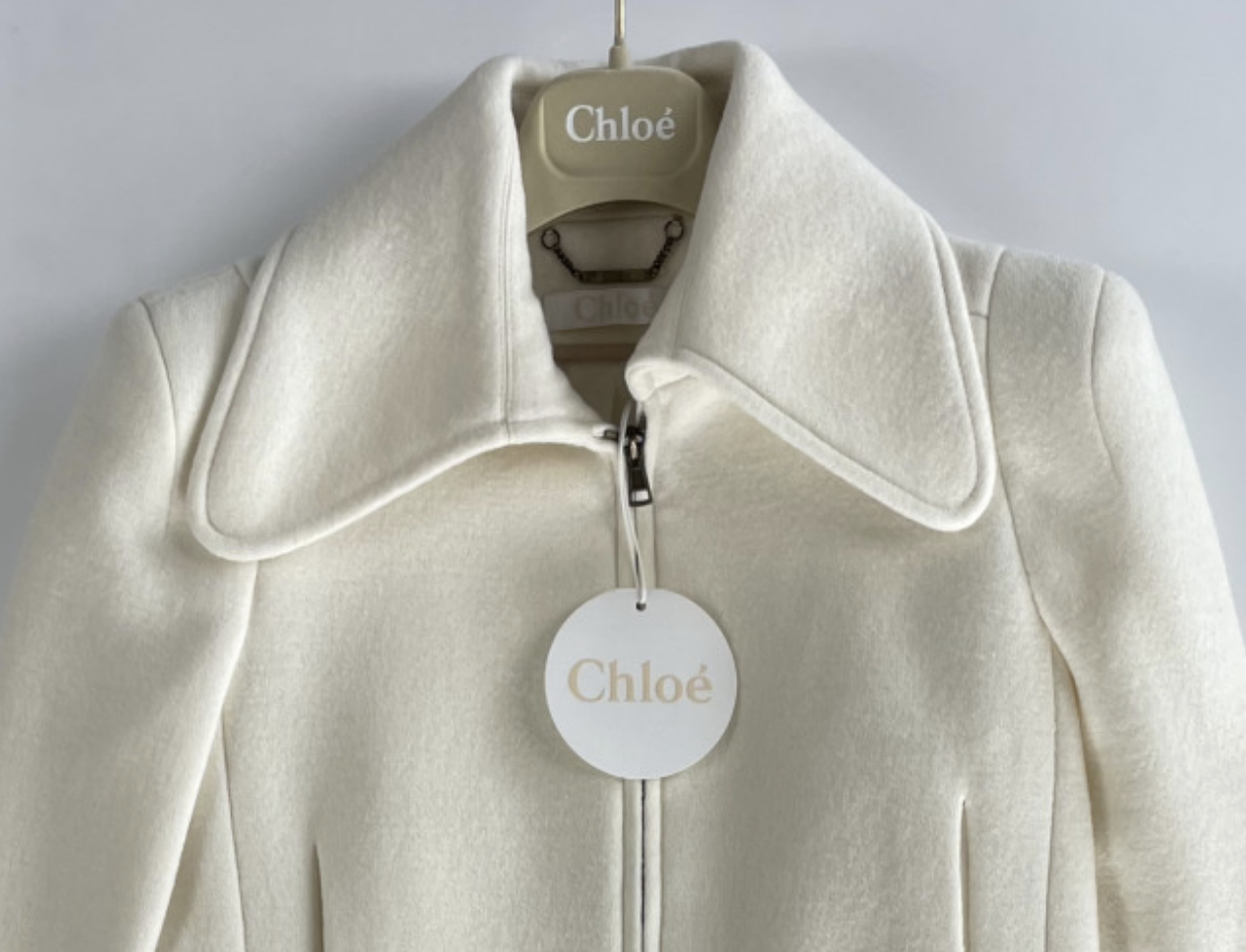 Pre-owned Chloé Women's Iconic Washed Wool Crop Jacket Blazer Short Jacket 36 In Beige