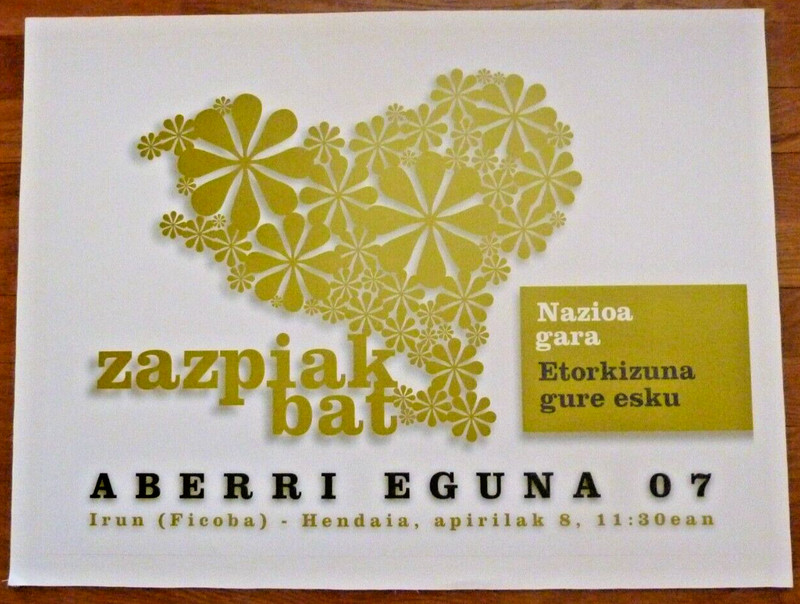 Affiche Entoilee Aberri Eguna 2007 Irun Hendaye Zazpiak Bat Basque