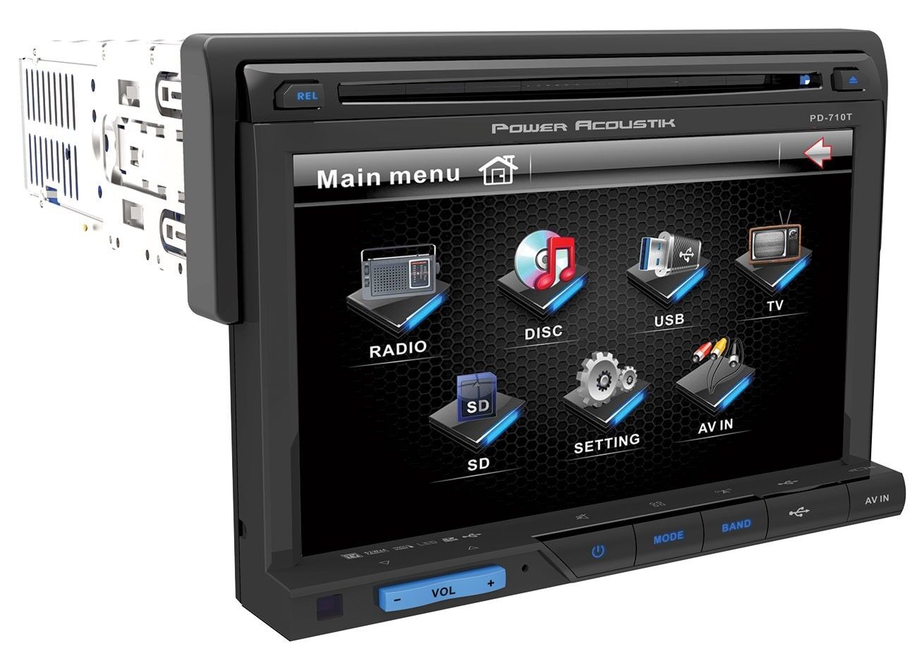 POWER ACOUSTIK PD-710B 7" Single-DIN In-Dash TFT/LCD Touchsc