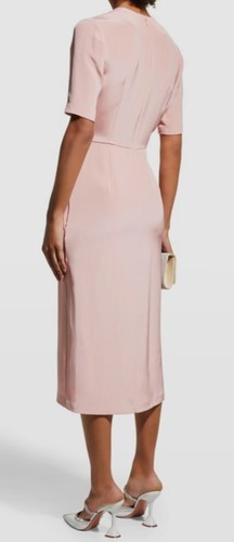 Pre-owned Adam Lippes $1590  Women's Pink Draped Crepe Silk Midi Dress Size 4