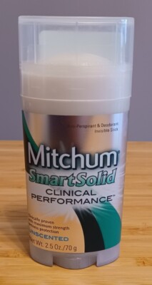 1x Mitchum Smart Solid Antiperspirant and Deodorant Stick Unscented 2.5 oz New