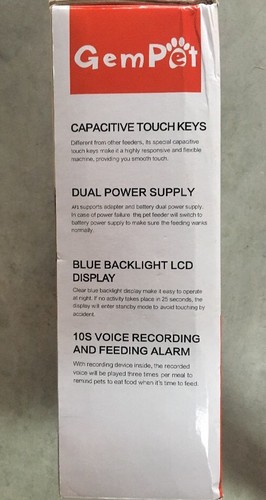 GemPet Automatic Pet Feeder for Cats & Dogs, 5 Meal Trays 335-MB3