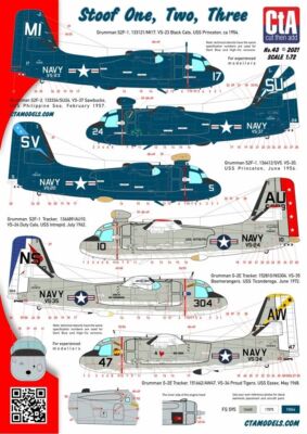 1:72 Decal Grumman S-2 Tracker ''Stoof One, Two, Three'' - 6 var. CtA Decals CTA43