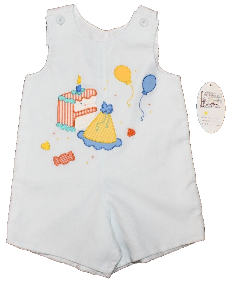 NWT Toddler Overalls Romper Size 2T Light Blue & White Mulberry St. VTG - Picture 1 of 16