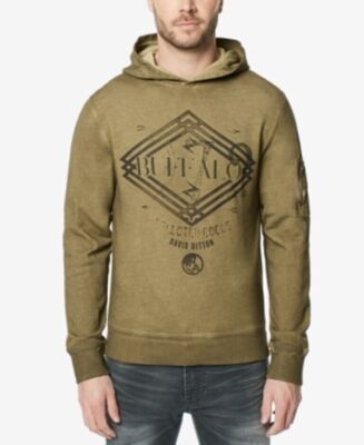 BUFFALO DAVID BITTON VINTAGE GRAPHIC PRINT HOODIE GREEN MENS MEDIUM NEW $69