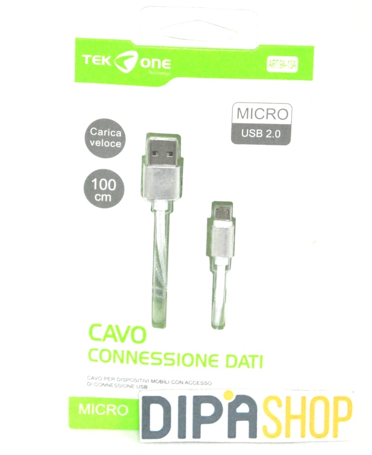 Cavo Usb TeKone 9A-13A Dati Ricarica Plug MicroUsb Tessuto1m Silver hsb