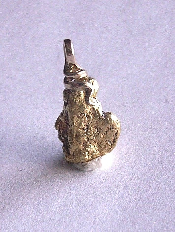 Genuine Natural Gold Nugget Pendant with Handmade Bail , 4.07 Gram