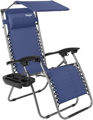 Zero Gravity Chair with Canopy Patio Sunshade Lounge Chair, Adjustable Folding S