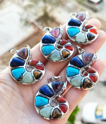 5pcs Yoga 7 Chakra Gems Stone Pendants Heart Energy Reiki Healing Amulet