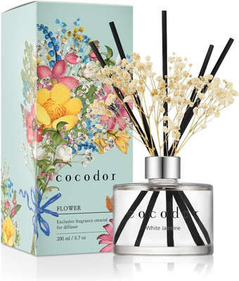 COCODOR Preserved Flower Reed Diffuser/White Jasmine/6.7Oz(200Ml)/1 Pack/Home & 