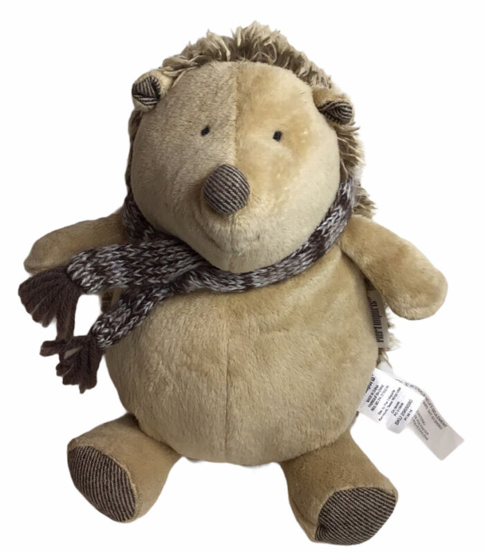 Pier 1 Imports Felix Hedgehog Plush 10” Brown Winter Stuffed Animal With Scarf