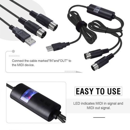 A22 USB to MIDI Interface Adapter Cable Converter For Music Keyboard Synth UI
