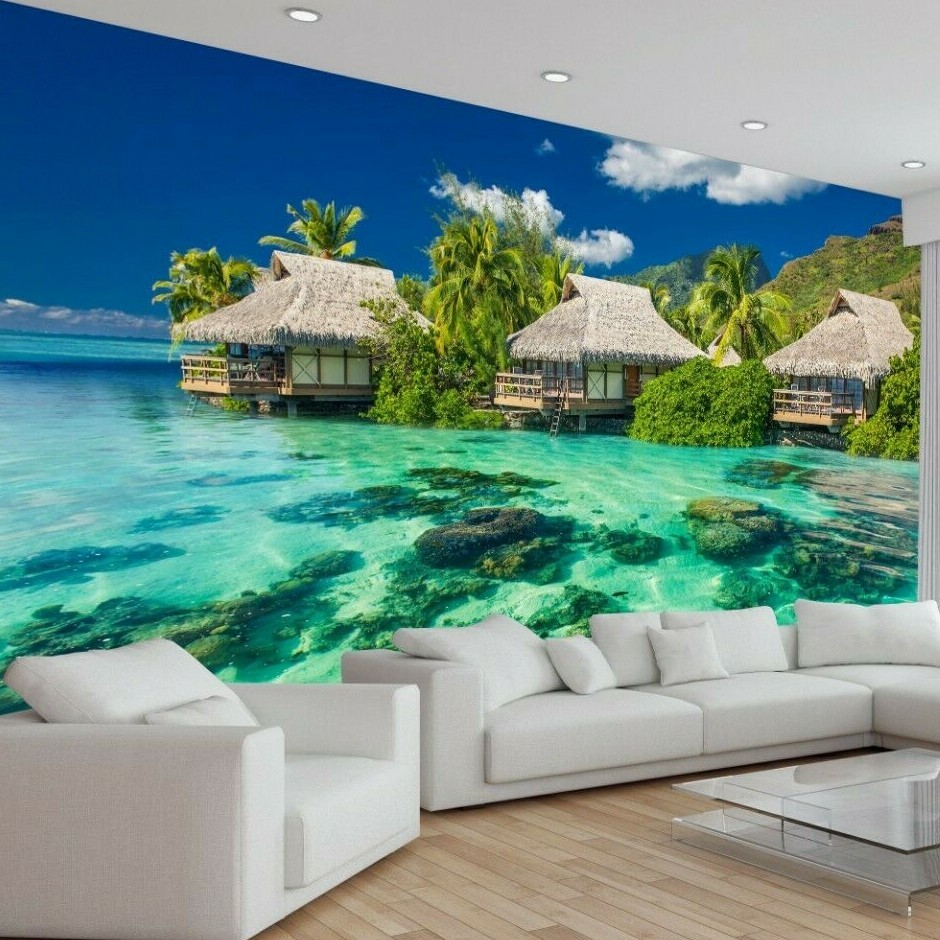 Cristal Water Tree Beach Nature Sea Way Holiday Wallpaper Mural Photo Poster