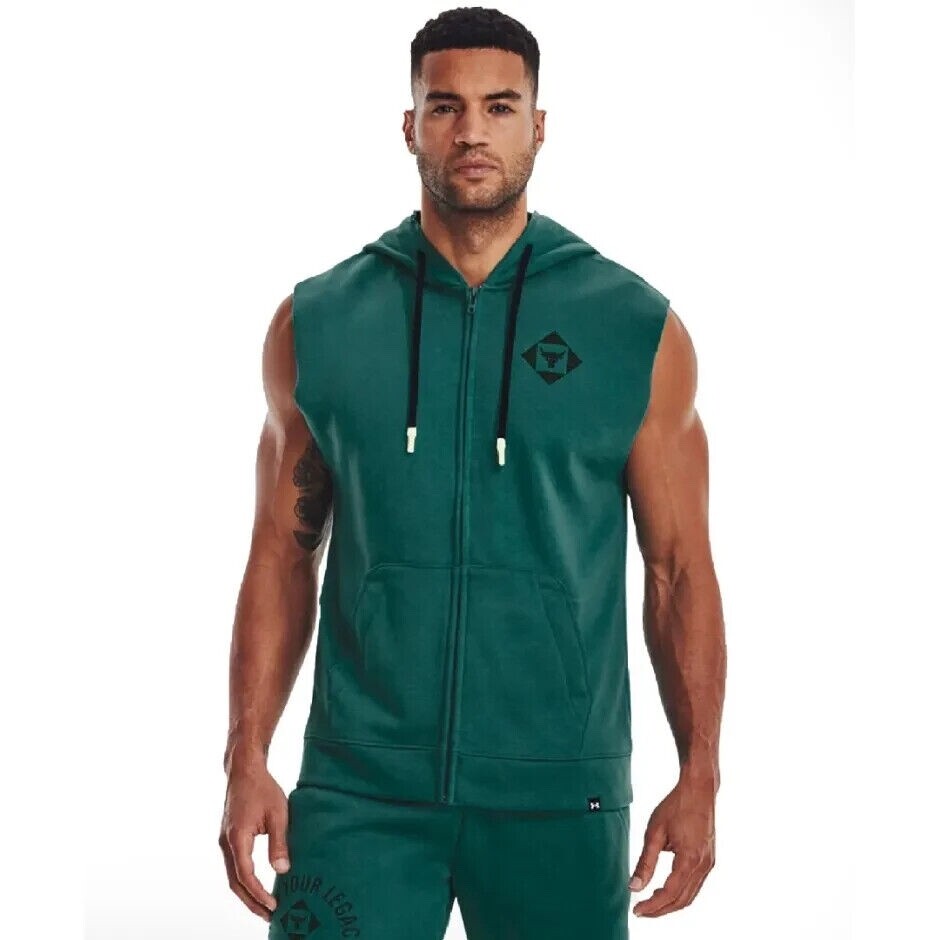 theredthread S logo hoodie tank タンク ノースリ Under Armour Project Rock Terry Sleeveless Full Zip Hoodie