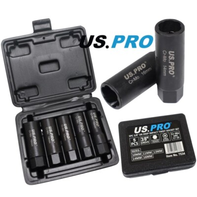US PRO Deep Impact Twist Socket Set 5pc 3/8  Drive 10, 11, 13, 14, 16mm 7534