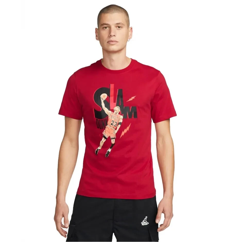 Красная футболка с коротким рукавом с графическим принтом Air Jordan Game 5 DH8948-687, мужская, Размер L, Новинка