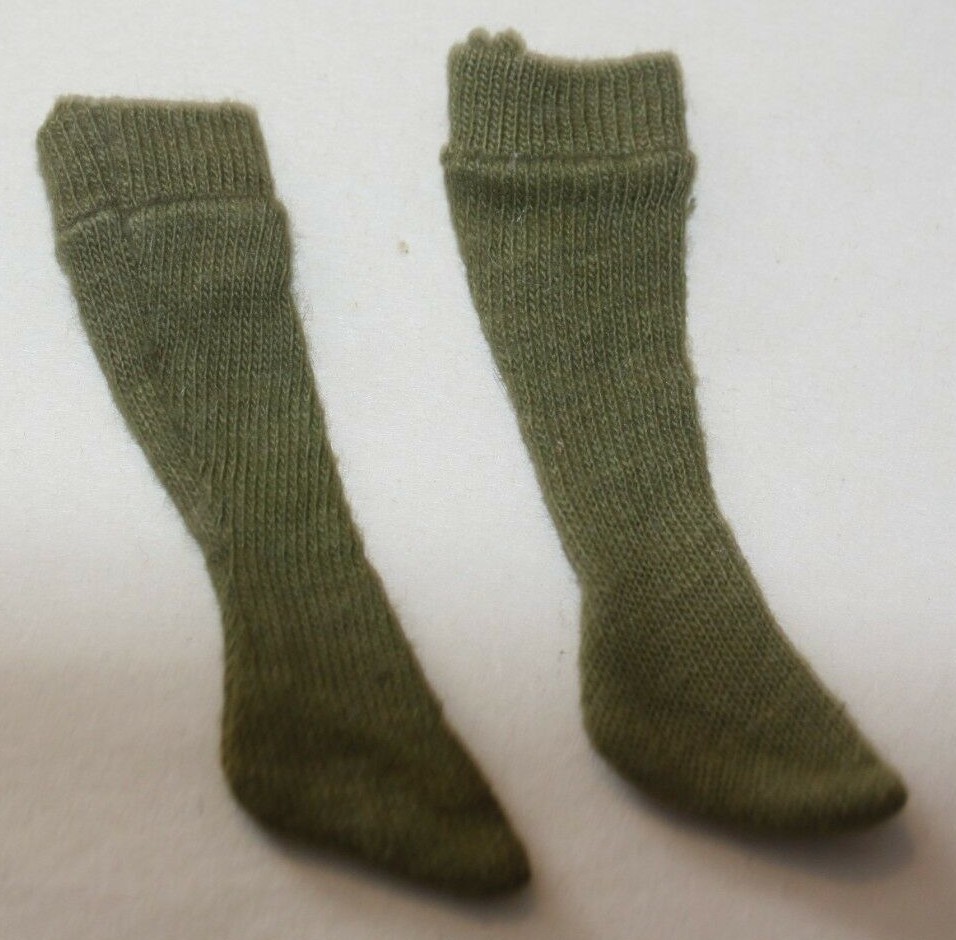 VINTAGE KEN 1961 SPORT SHORTS #783 KNEE HIGH OLIVE SOCKS--EXCELLENT