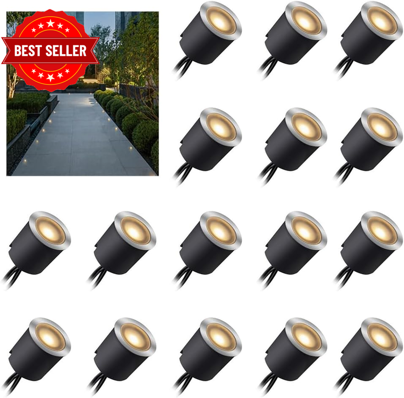 Recessed LED Deck Lights Kit, IP67 12V Landscape Lights 3000K