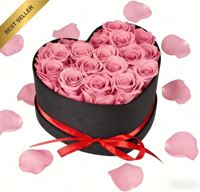 16 Preserved Roses in Heart-Shaped Box – Eternal Red Roses Valentine’S Day, Anni