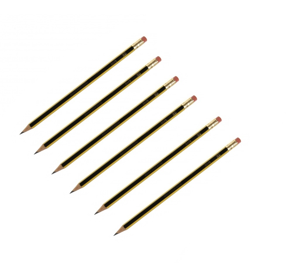 Set Confezione 6 Pezzi Matite Con Gommino Gomma Scuola Università Appunti dfh