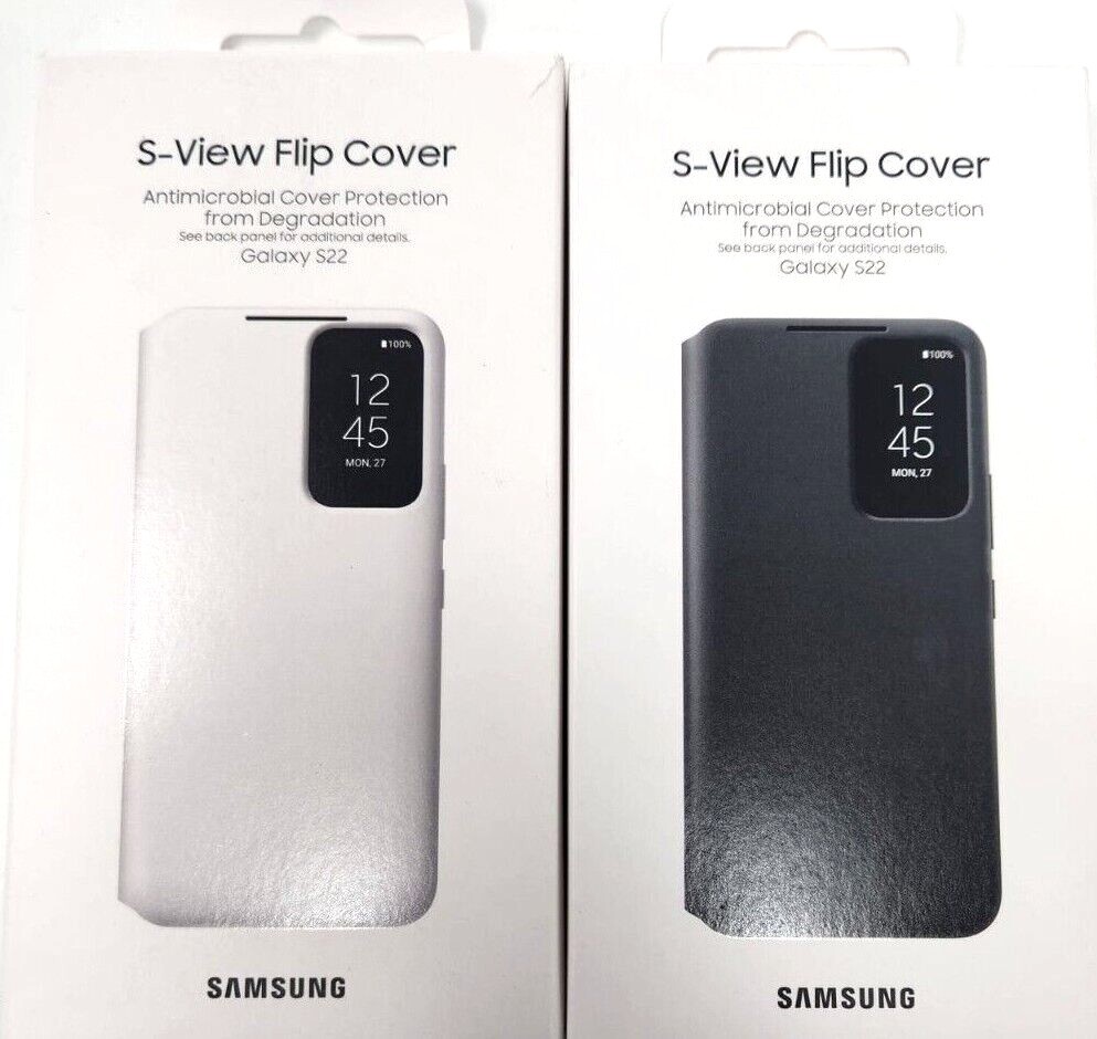 SAMSUNG GALAXY S22 S-VIEW FLIP COVER SMART CLEAR VIEW CASE Black