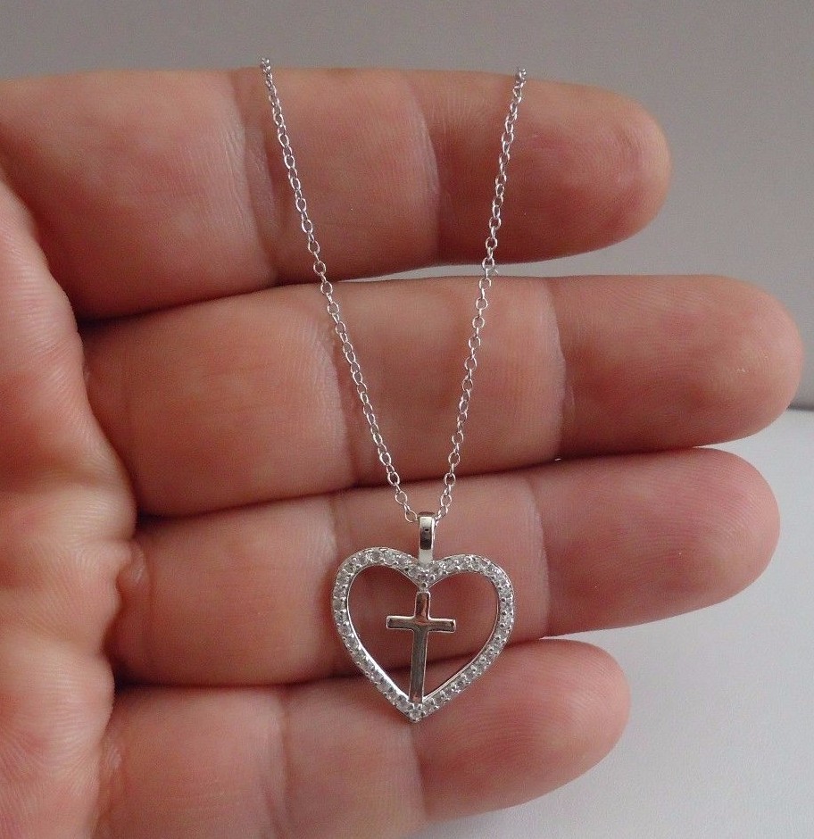 ◆ENGBROX◆ silver925 heart and cross necklace Amazon.com: MISSLAN Cross Necklace for Women 925 Sterling