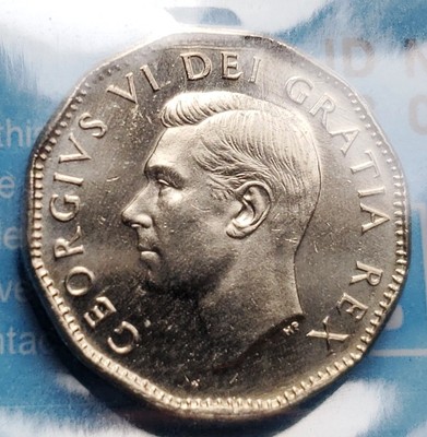 1952 Canada 5 Cents Coin ***CCCS Graded MS-63 Missing Chrome*** RARE