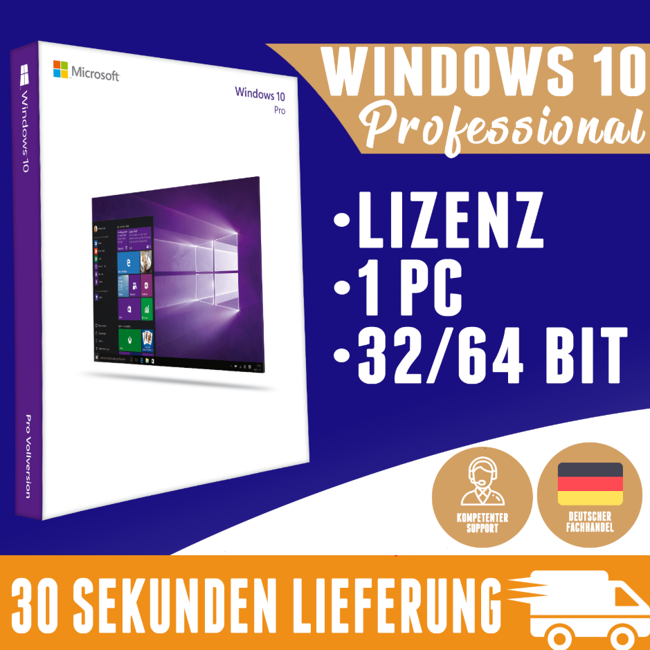 WIN 10 Pro Professional key🔑 PRO-Vollversion Lizenz (32/64bit)🔥Garantie🔥